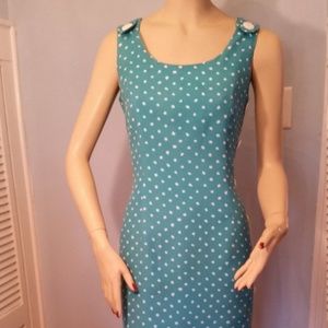 Vintage Blue & White Polka Dot Maxi Dress